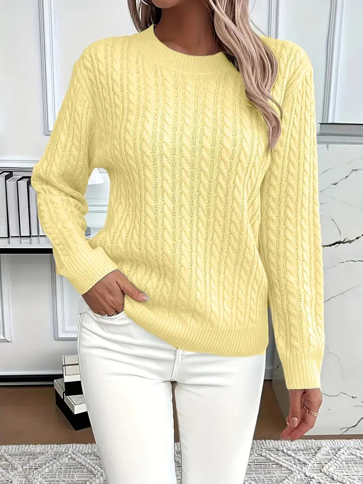 Maglione da donna a maniche lunghe con lavorazione a trecce, maglione autunnale testurizzato