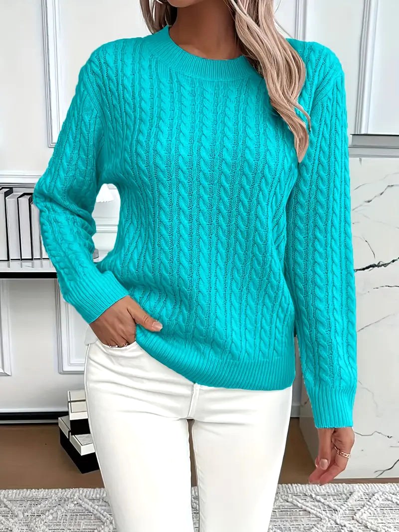 Maglione da donna a maniche lunghe con lavorazione a trecce, maglione autunnale testurizzato