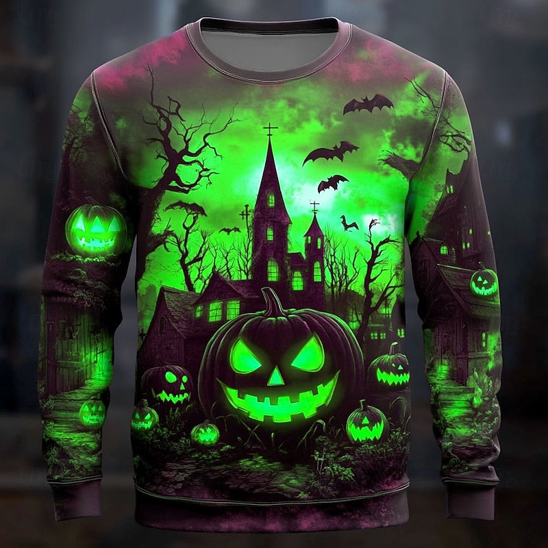 Sweat-shirt à col rond avec motif graphique d’Halloween