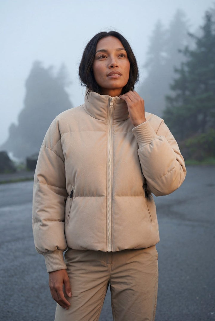 Doudoune courte à col montant pour femme