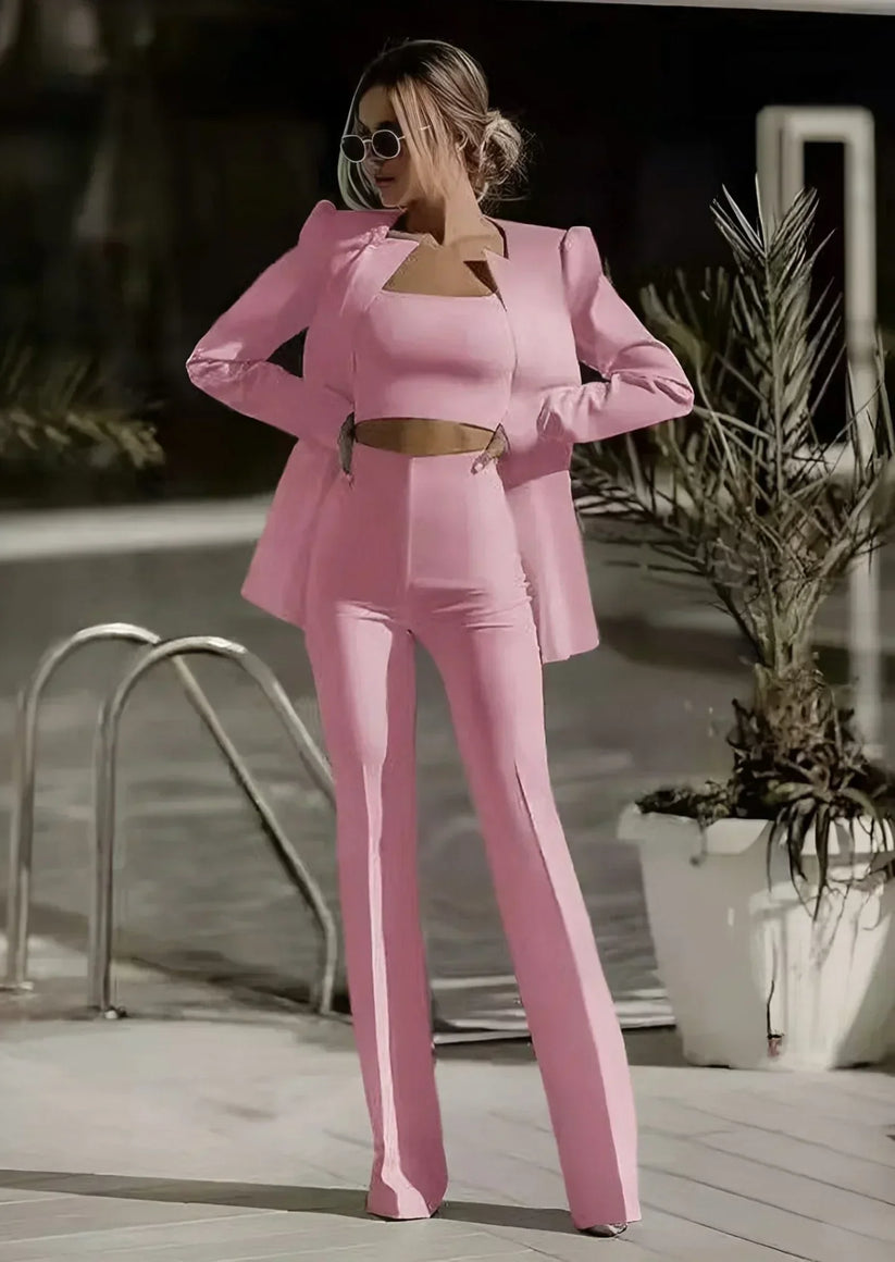 Olivia | Women's Three-Piece Trouser Suit Set-Metro Lane Plaza