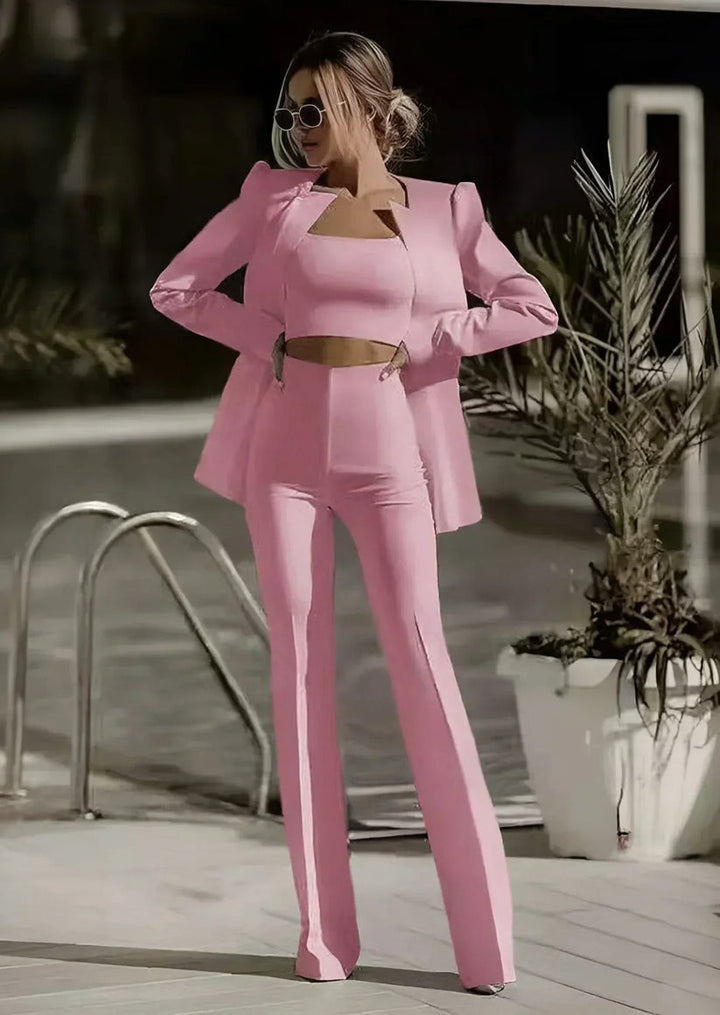 Olivia | Women's Three-Piece Trouser Suit Set-Metro Lane Plaza
