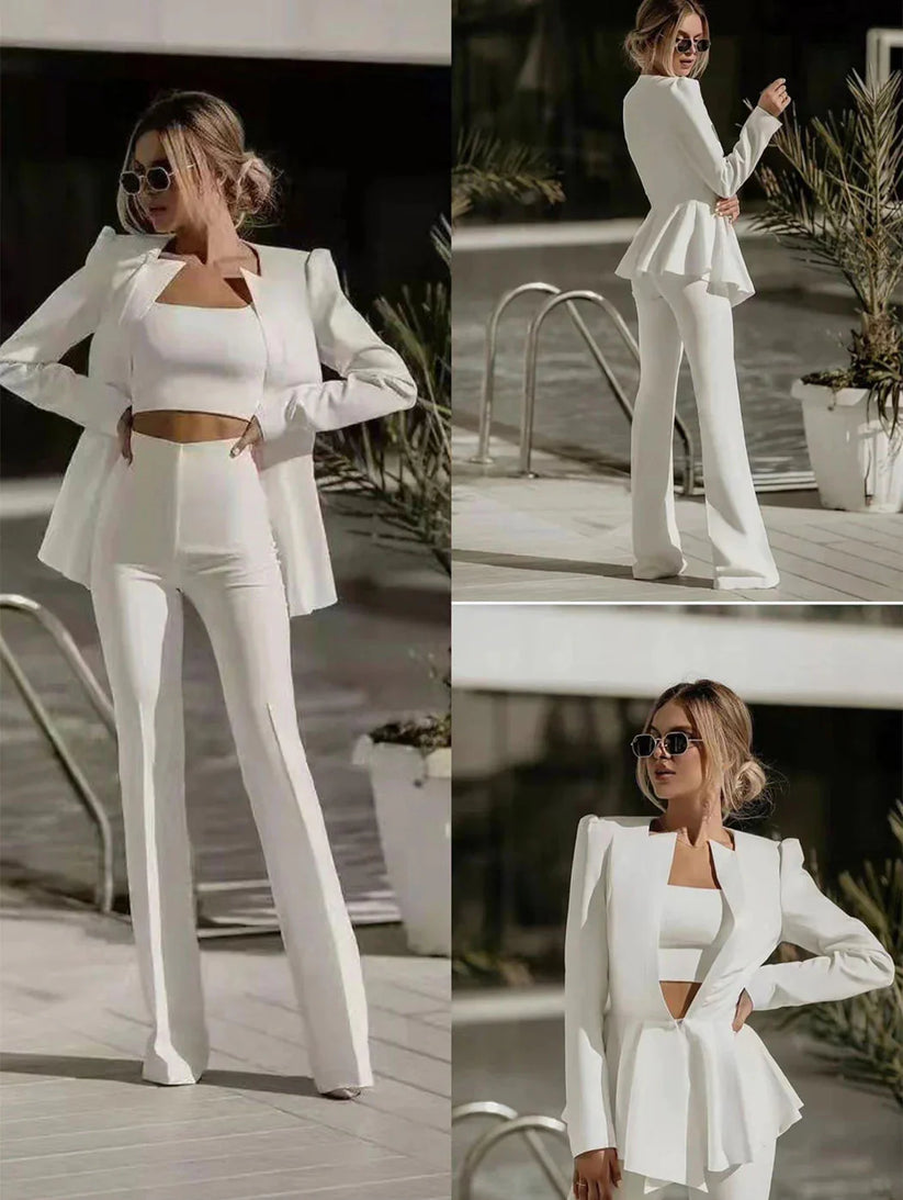 Olivia | Women's Three-Piece Trouser Suit Set-Metro Lane Plaza