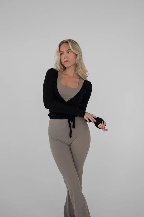 Sophia | Women's Black Wrap Blouse-Metro Lane Plaza