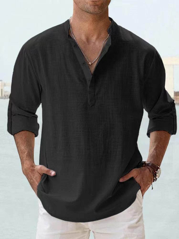 Men's Long Sleeve Casual Button-Down Shirt in Orlando Style-Metro Lane Plaza