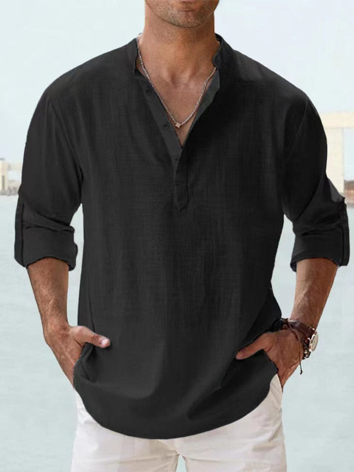 Men's Long Sleeve Casual Button-Down Shirt in Orlando Style-Metro Lane Plaza