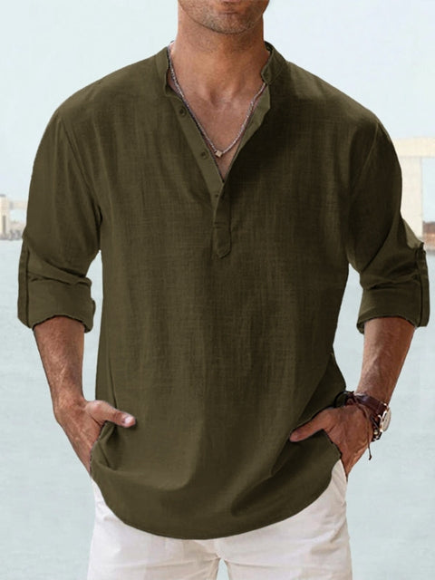 Men's Long Sleeve Casual Button-Down Shirt in Orlando Style-Metro Lane Plaza