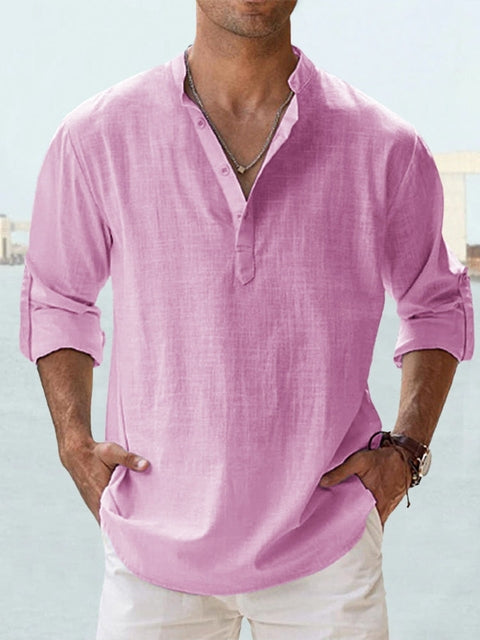 Men's Long Sleeve Casual Button-Down Shirt in Orlando Style-Metro Lane Plaza
