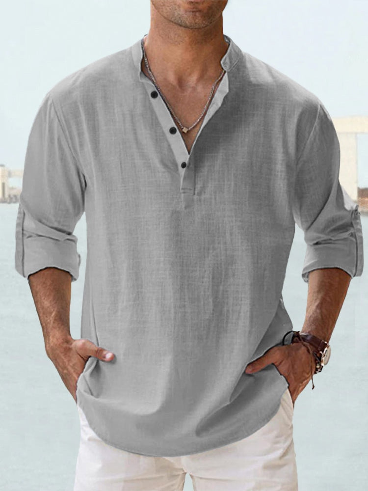 Men's Long Sleeve Casual Button-Down Shirt in Orlando Style-Metro Lane Plaza