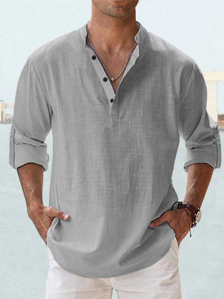 Men's Long Sleeve Casual Button-Down Shirt in Orlando Style-Metro Lane Plaza