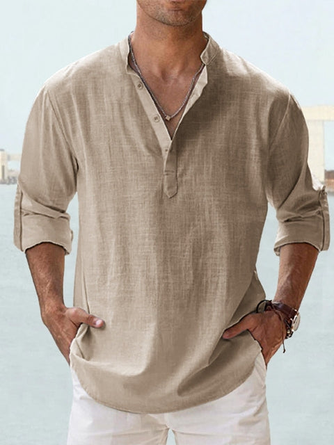Men's Long Sleeve Casual Button-Down Shirt in Orlando Style-Metro Lane Plaza