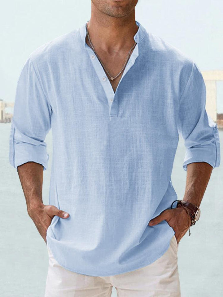 Men's Long Sleeve Casual Button-Down Shirt in Orlando Style-Metro Lane Plaza