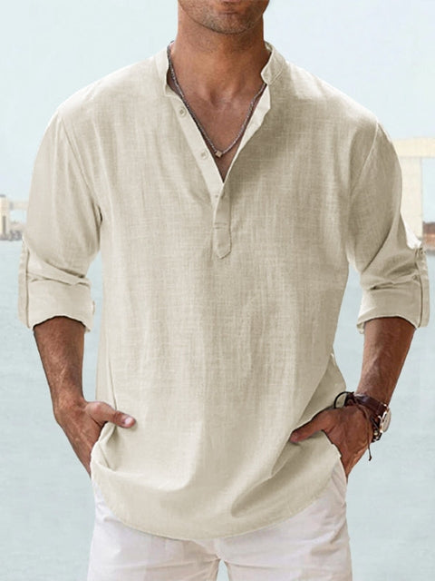Men's Long Sleeve Casual Button-Down Shirt in Orlando Style-Metro Lane Plaza