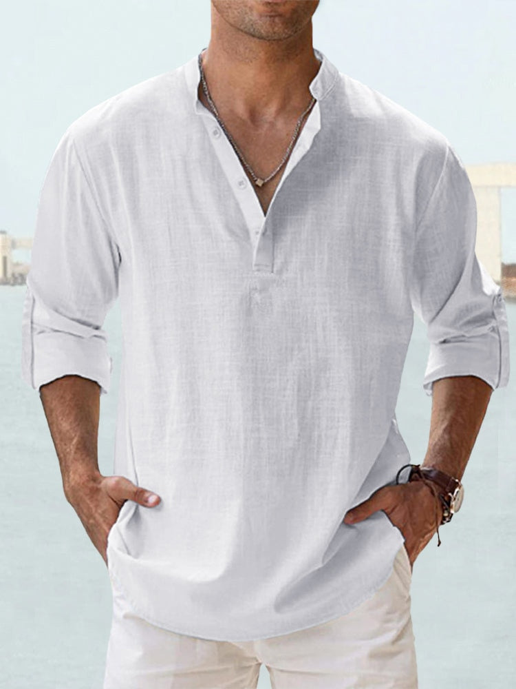 Men's Long Sleeve Casual Button-Down Shirt in Orlando Style-Metro Lane Plaza