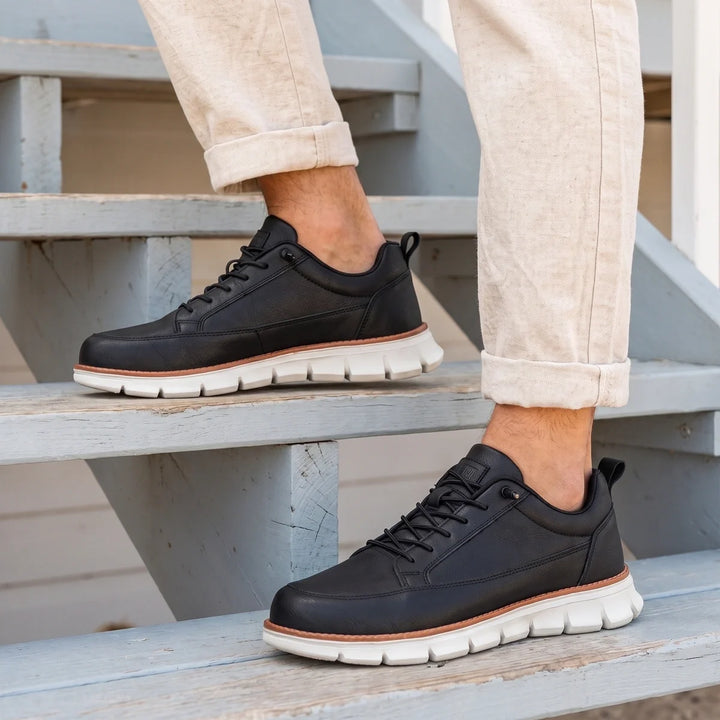 Zapatillas ortopédicas de cuero para hombre, con franja en el ribete