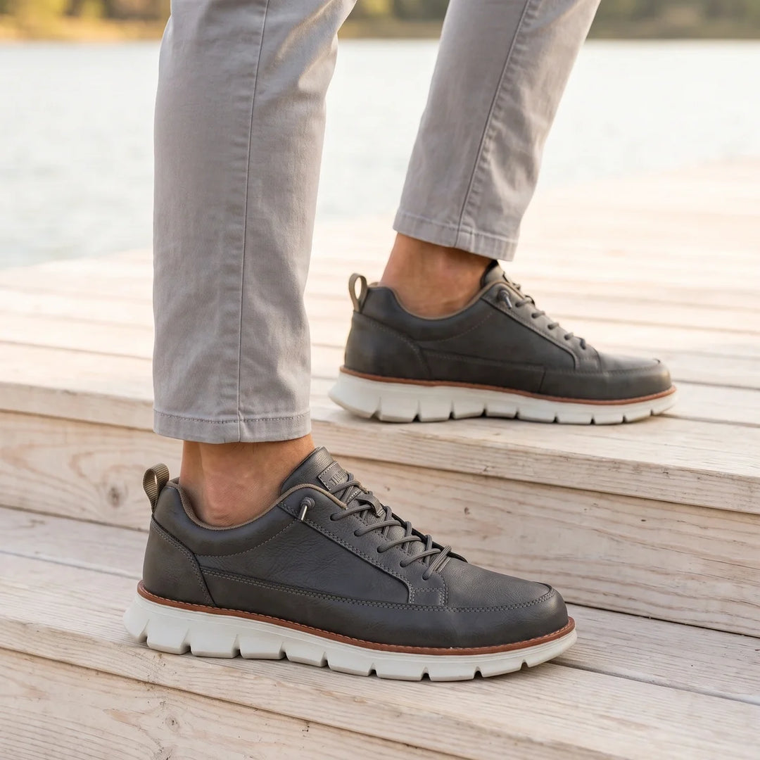 Zapatillas ortopédicas de cuero para hombre, con franja en el ribete