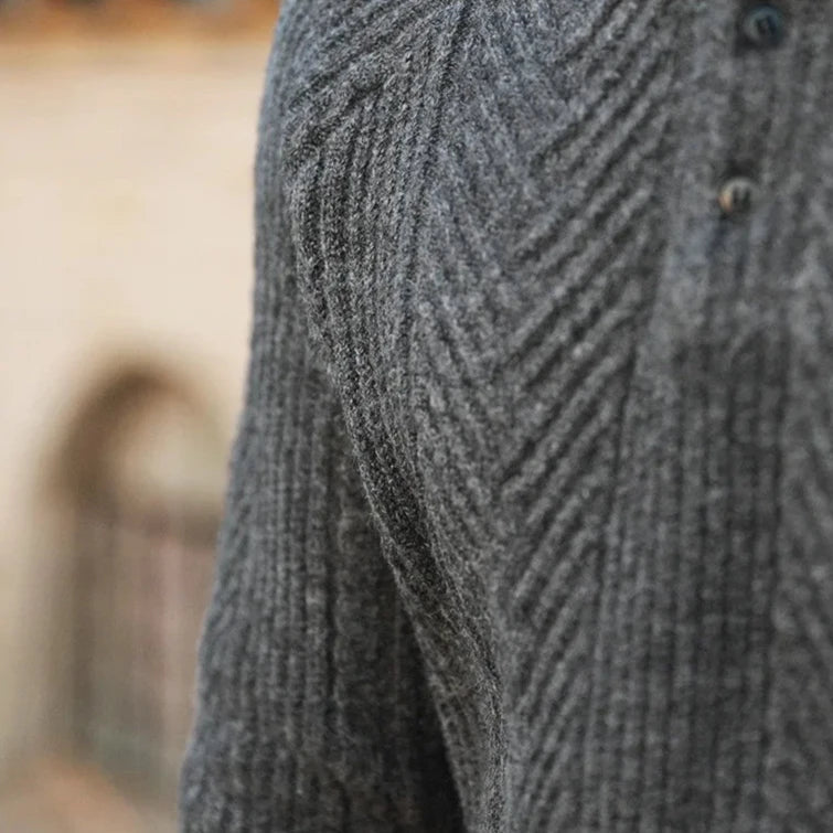 Paul | Men's Textured Long Sleeve Zip Polo Shirt