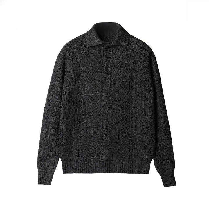 Paul | Men's Textured Long Sleeve Zip Polo Shirt