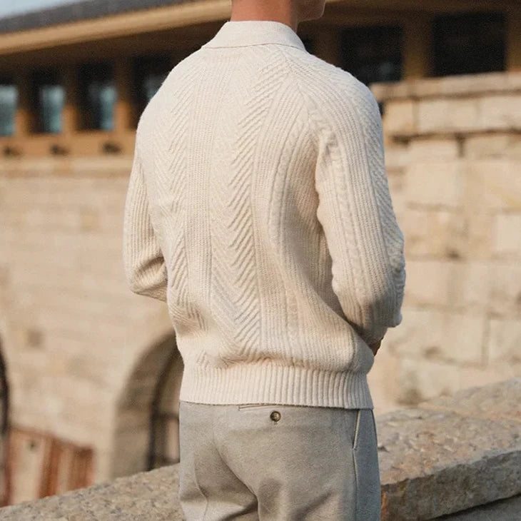 Paul | Men's Textured Long Sleeve Zip Polo Shirt