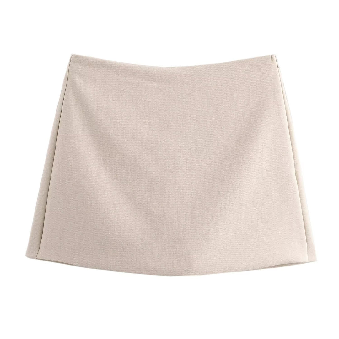 Women's High-Waisted Skort | Burgundy or Mocha with Luxurious Sheen-Metro Lane Plaza