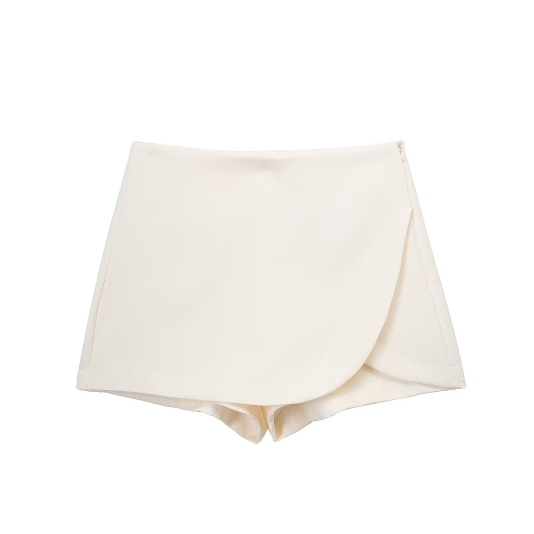 Women's High-Waisted Skort | Burgundy or Mocha with Luxurious Sheen-Metro Lane Plaza