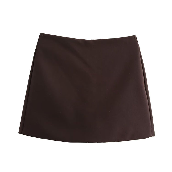 Women's High-Waisted Skort | Burgundy or Mocha with Luxurious Sheen-Metro Lane Plaza
