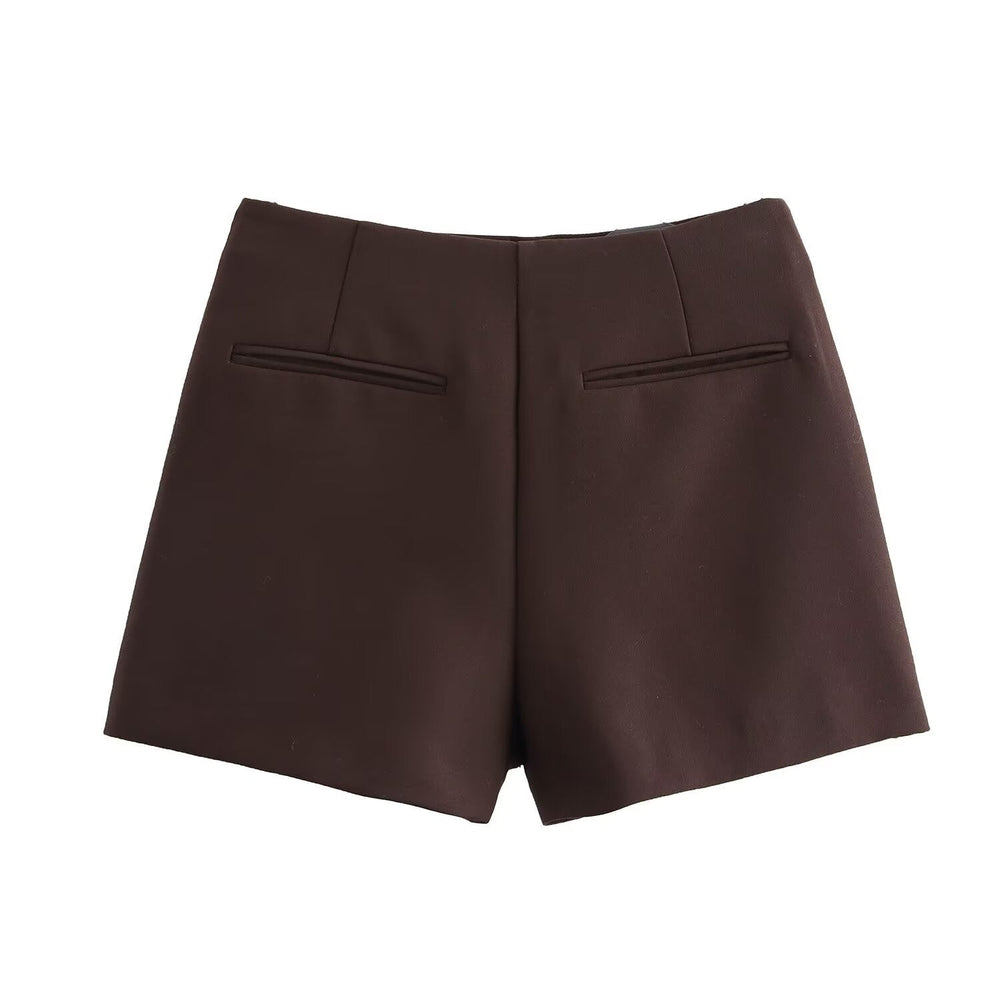 Women's High-Waisted Skort | Burgundy or Mocha with Luxurious Sheen-Metro Lane Plaza