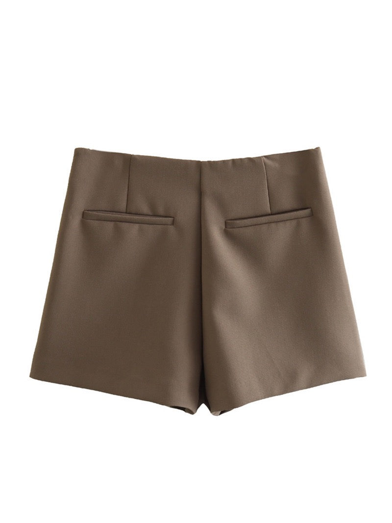 Women's High-Waisted Skort | Burgundy or Mocha with Luxurious Sheen-Metro Lane Plaza