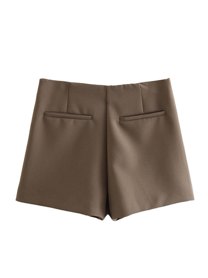 Women's High-Waisted Skort | Burgundy or Mocha with Luxurious Sheen-Metro Lane Plaza