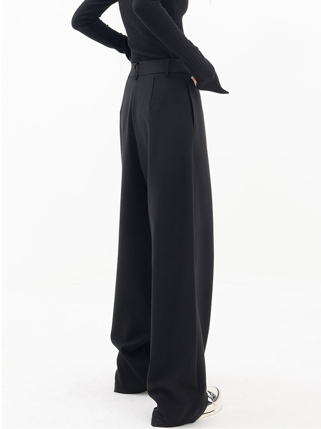 Penelope | Women's Asymmetric Layered Wide Leg Pants with Buttons-Metro Lane Plaza