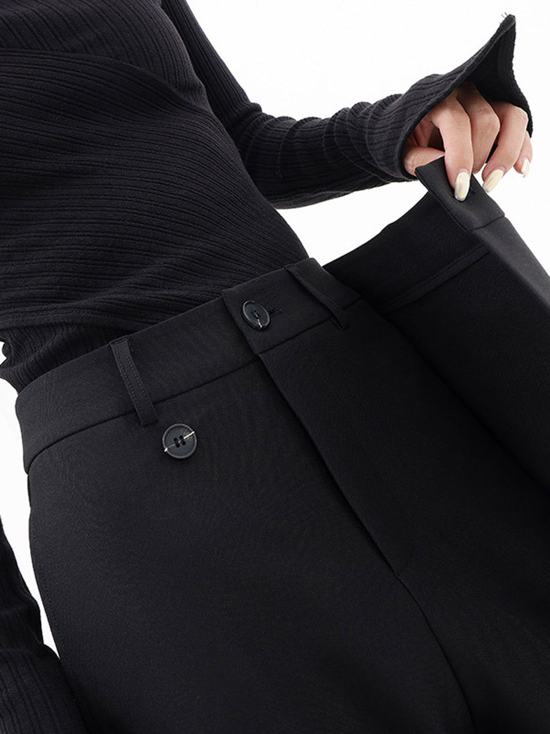 Penelope | Women's Asymmetric Layered Wide Leg Pants with Buttons-Metro Lane Plaza