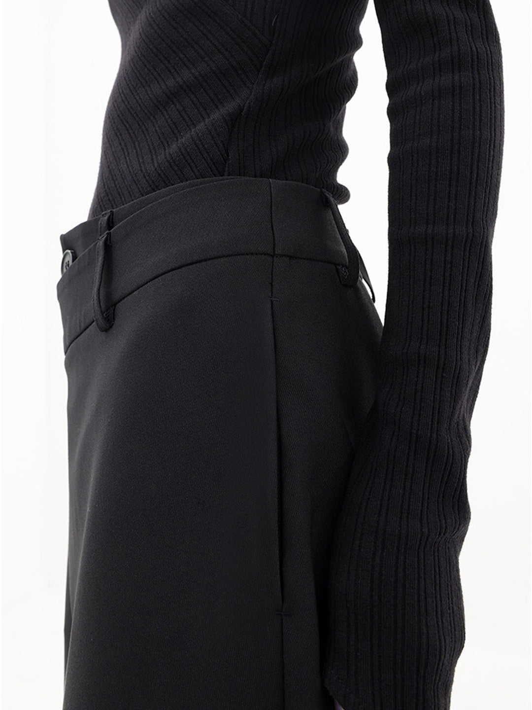 Penelope | Women's Asymmetric Layered Wide Leg Pants with Buttons-Metro Lane Plaza