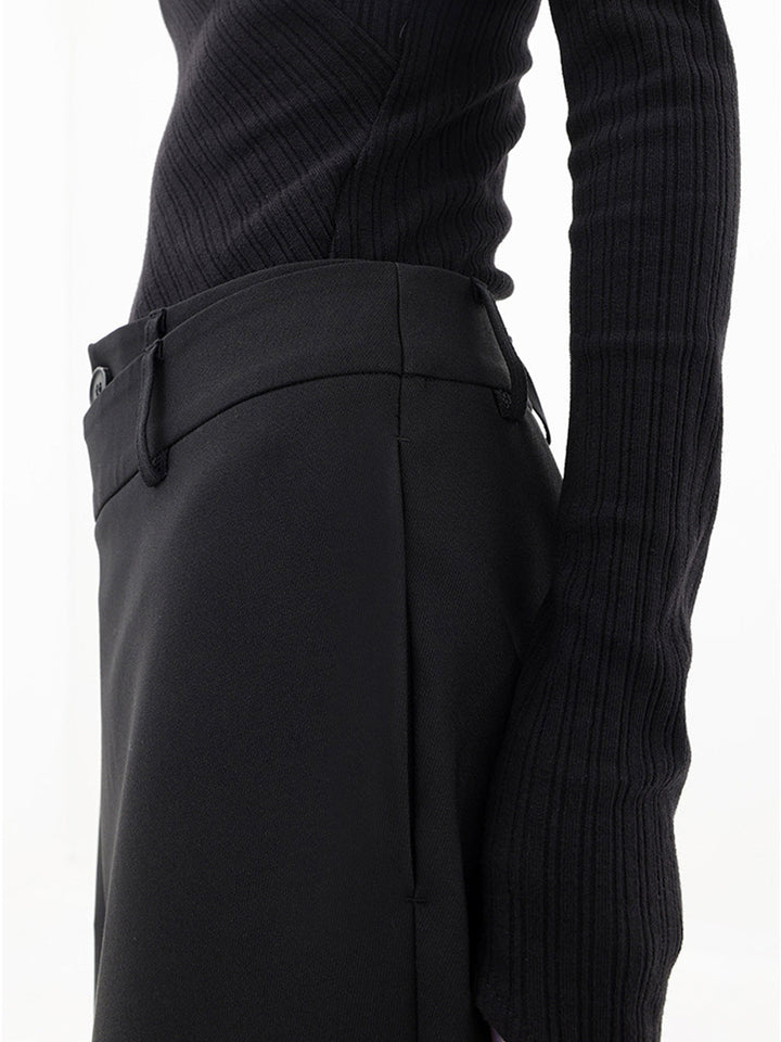 Penelope | Women's Asymmetric Layered Wide Leg Pants with Buttons-Metro Lane Plaza