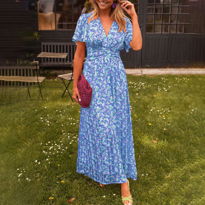 Phyllis | Women's V-Neck Long Maxi Dress-Metro Lane Plaza