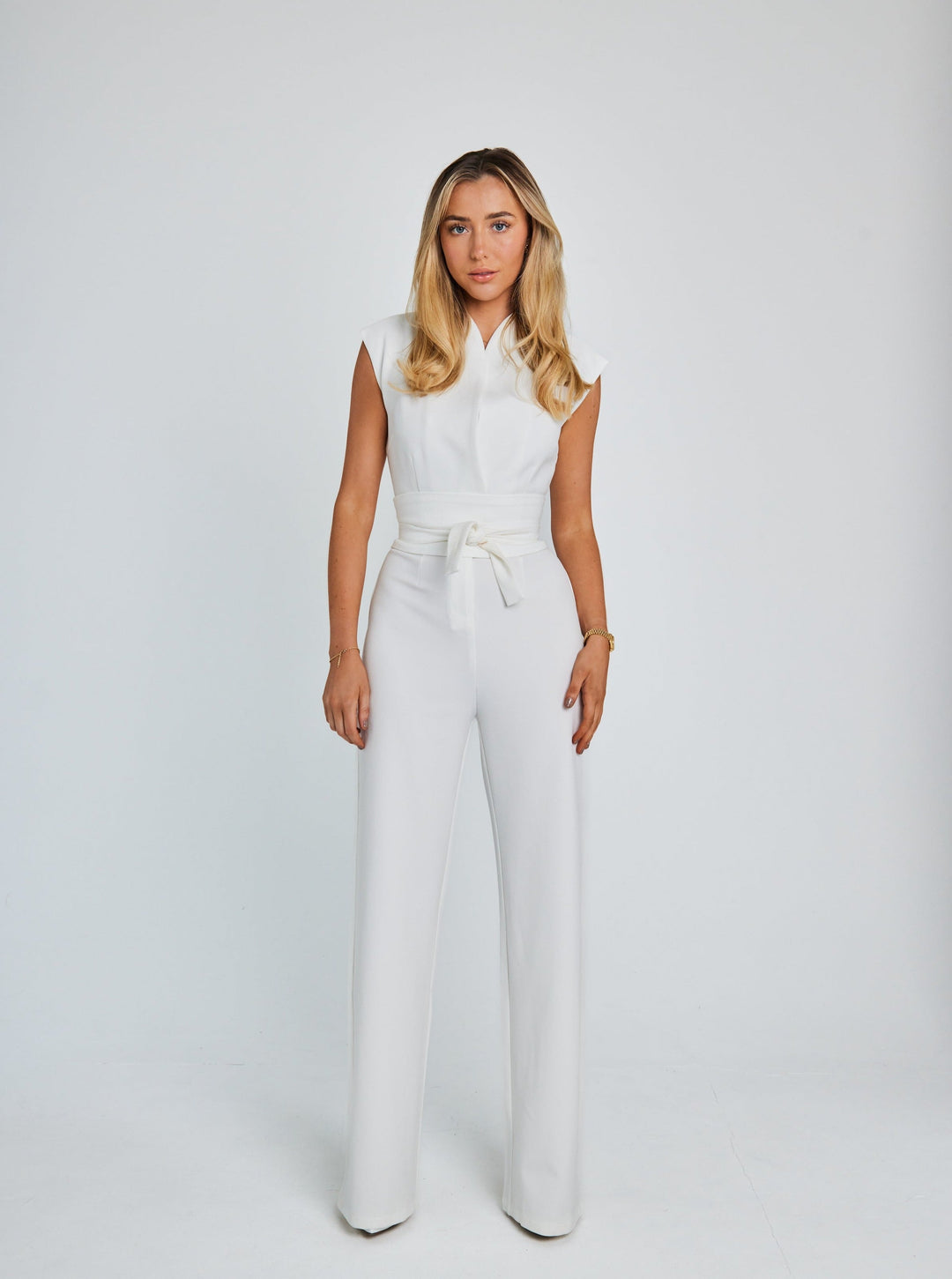 Eliza | Women's Sleeveless Belted Jumpsuit-Metro Lane Plaza