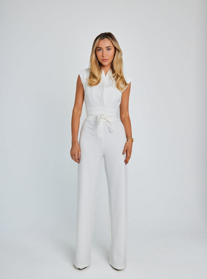 Eliza | Women's Sleeveless Belted Jumpsuit-Metro Lane Plaza