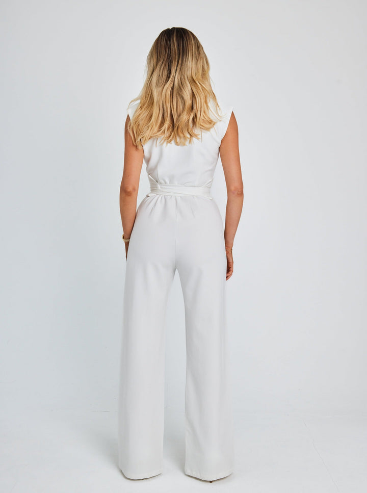 Eliza | Women's Sleeveless Belted Jumpsuit-Metro Lane Plaza