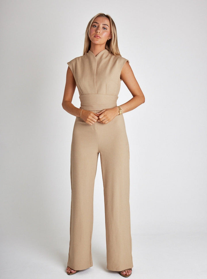 Eliza | Women's Sleeveless Belted Jumpsuit-Metro Lane Plaza