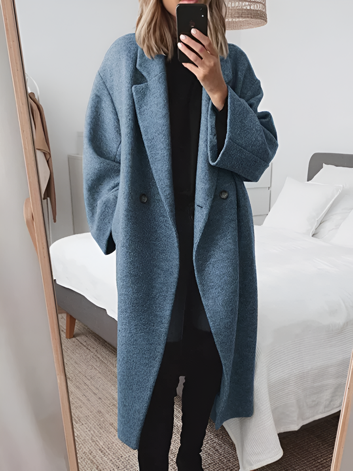 Cappotto invernale lungo oversize da donna a doppio petto