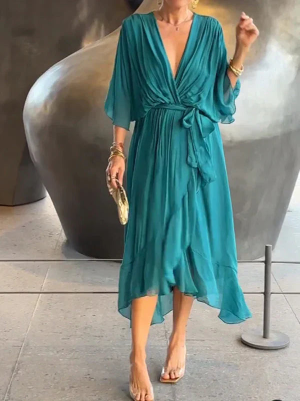 Women's Flowy Casual Midi Dress-Metro Lane Plaza