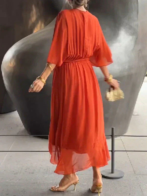 Women's Flowy Casual Midi Dress-Metro Lane Plaza
