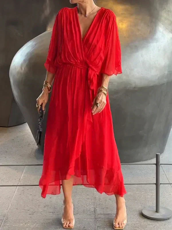 Women's Flowy Casual Midi Dress-Metro Lane Plaza