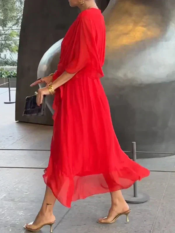 Women's Flowy Casual Midi Dress-Metro Lane Plaza
