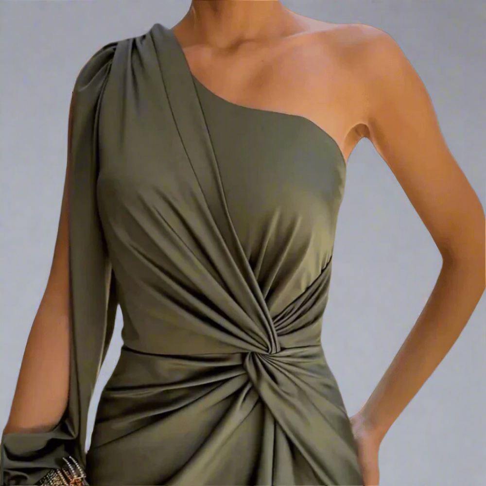Polly | Women's One-Shoulder Long Dress-Metro Lane Plaza
