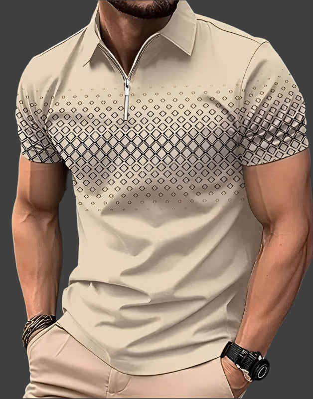 Men's Check Pattern Polo Shirt-Metro Lane Plaza