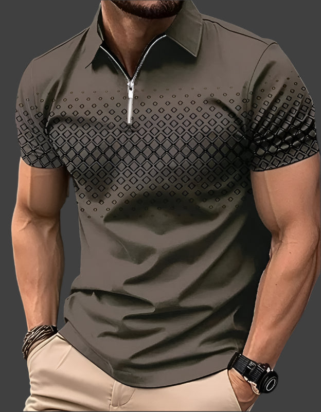 Men's Check Pattern Polo Shirt-Metro Lane Plaza