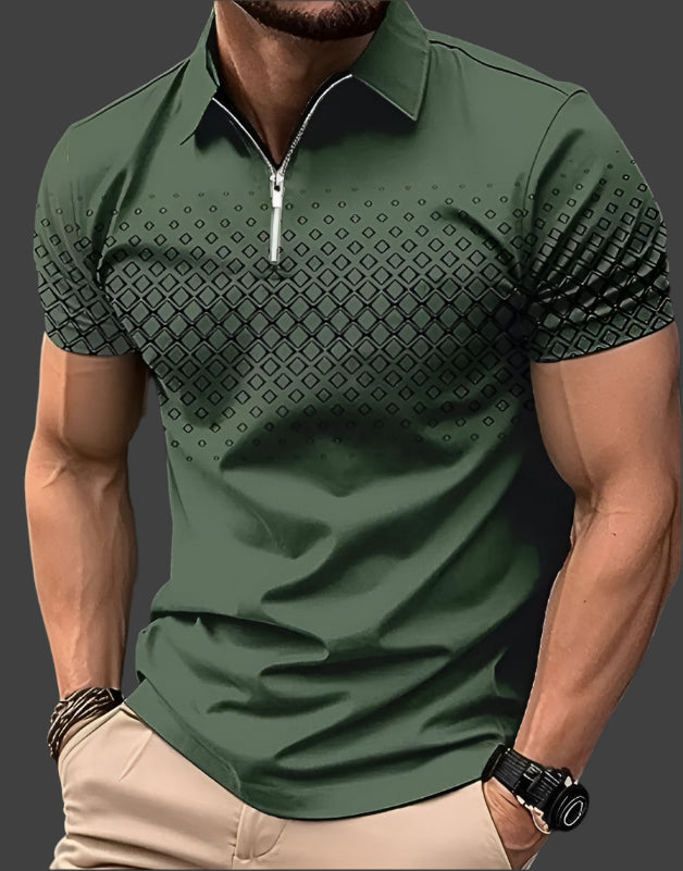 Men's Check Pattern Polo Shirt-Metro Lane Plaza