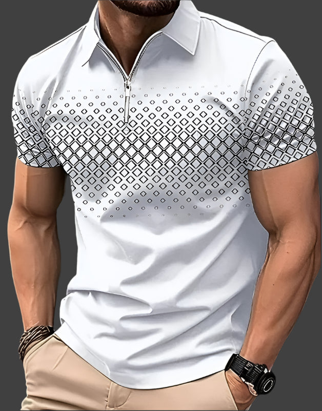 Men's Check Pattern Polo Shirt-Metro Lane Plaza