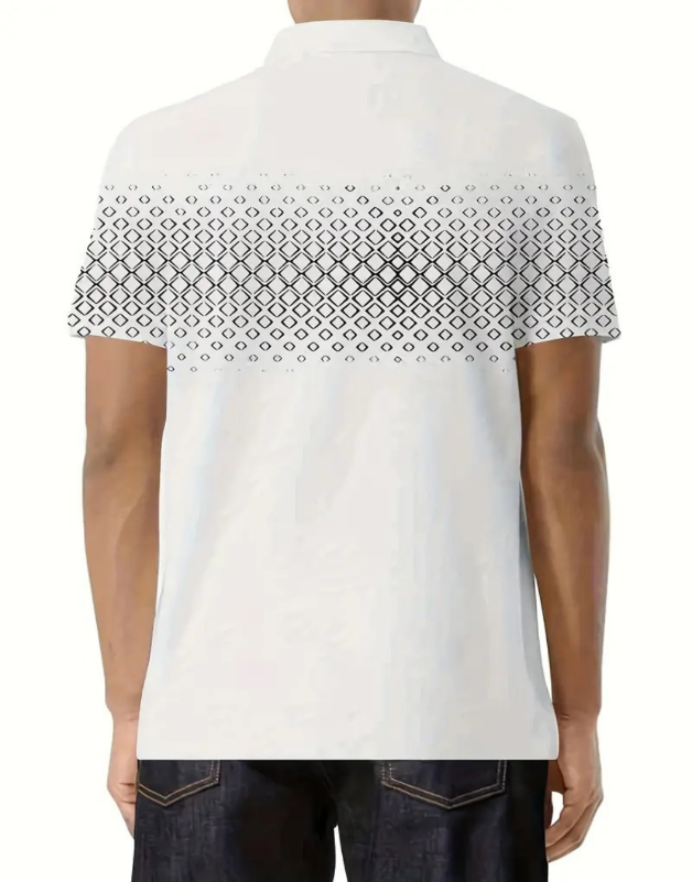 Men's Check Pattern Polo Shirt-Metro Lane Plaza
