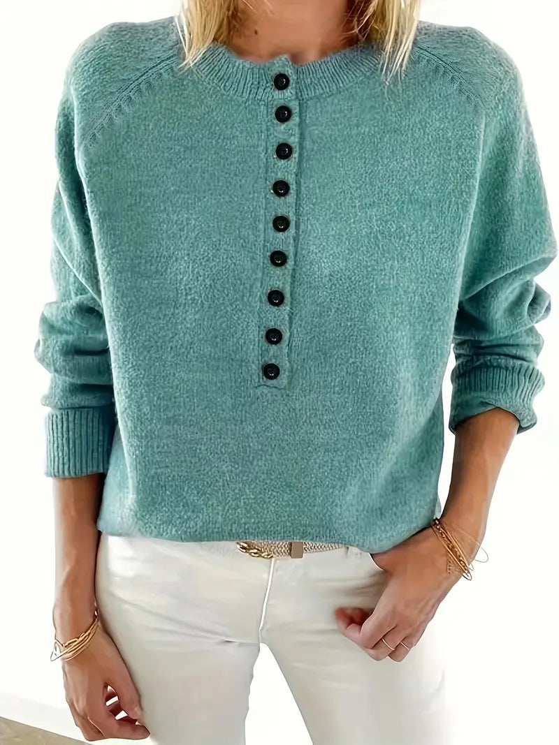 Pull à enfiler pour femme avec demi-patte de boutonnage